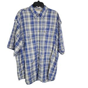 Rugged Earth Outfitters Mens Shirt Size 2XL Blue Fishing Button Vented Short Slv